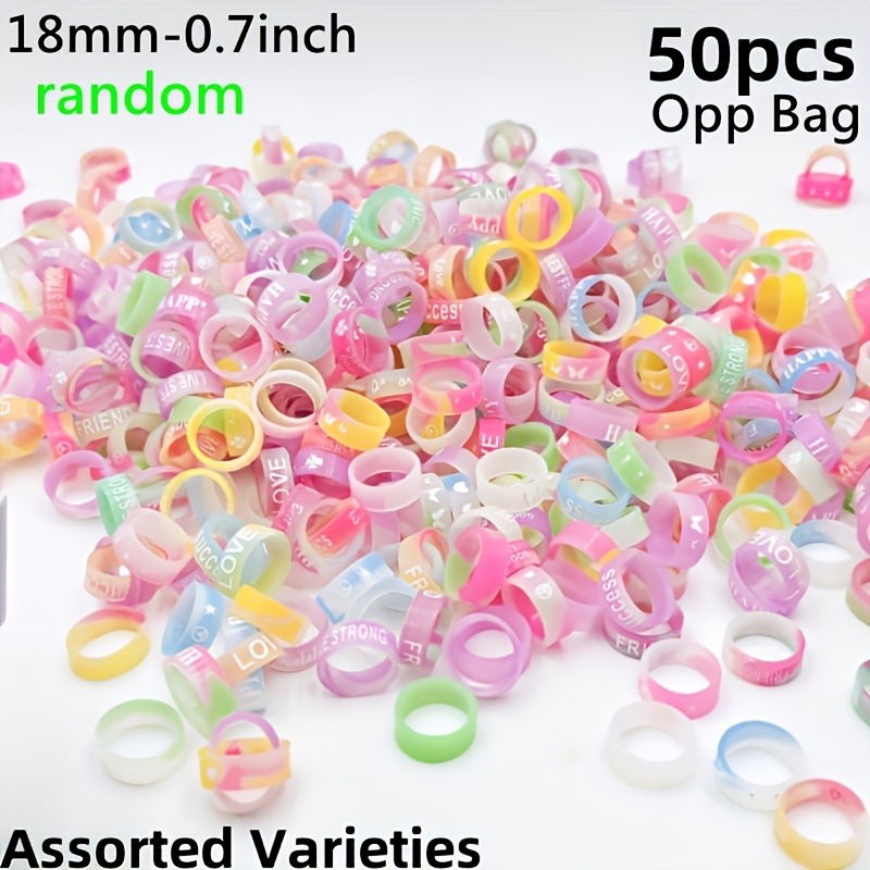 Mixed Styles Silicone Printed Rings Set